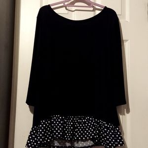 Black and white polka dot tunic